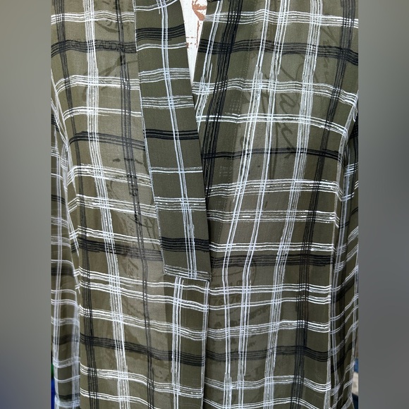 Banana Republic Olive green blouse with white and black stripes size small - Picture 2 of 9